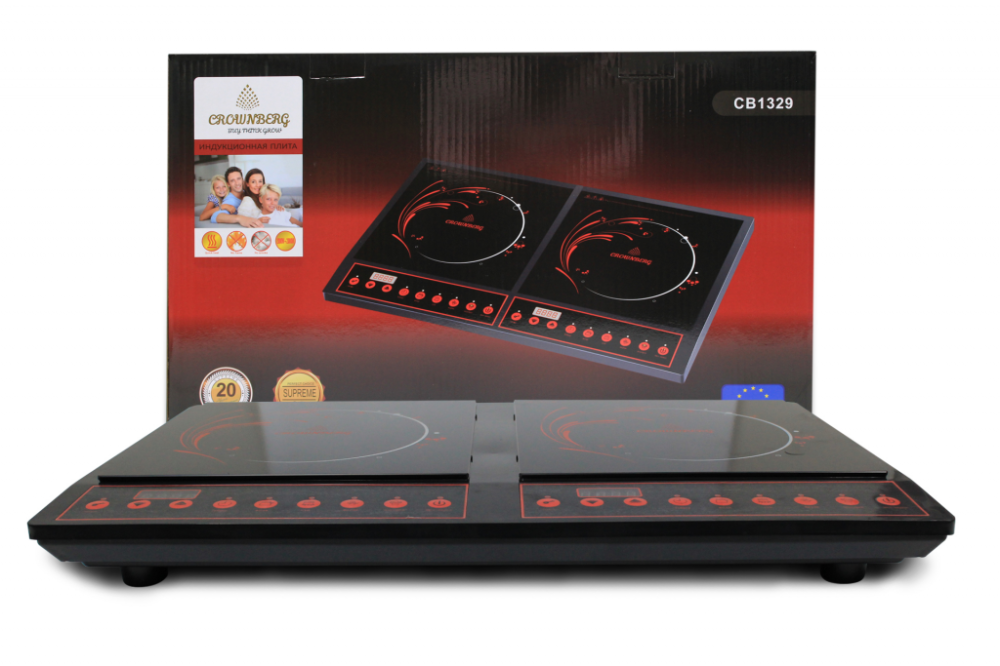 Індукційна плита Crownberg CB-1329, 2 конфорки, LED-панель, таймер, регулювання потужності Одеса - фото 1