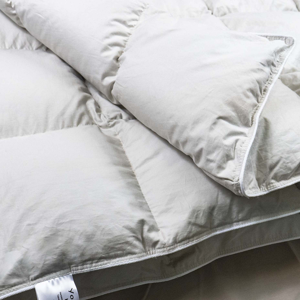 Эксклюзивное пуховое Двуспальное одеяло премиум качества YouStar 100% гусиный пух, Сатин, размер 175х205 см (Бежевый) Сумы - изображение 9