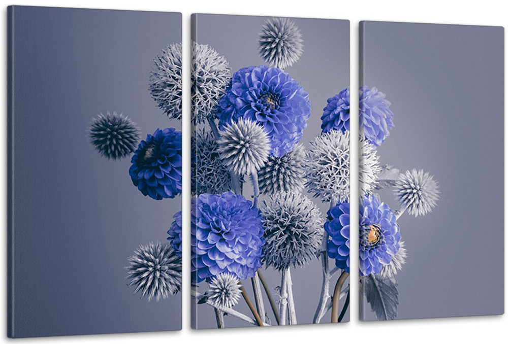 Модульная картина в гостиную / спальню  Сині квіти   ART-244_3A 70х130 см Киев - изображение 1