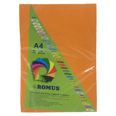 Бумага Romus A4 80 г/м2 100sh Tangerine (R51406) Винница - изображение 1