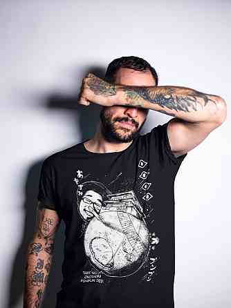 Футболка для хлопчика з аніме принтом Добраніч, Пунпун оверсайз (зріст від 165 до 180) Чорний AnimeJ0317m Дніпро