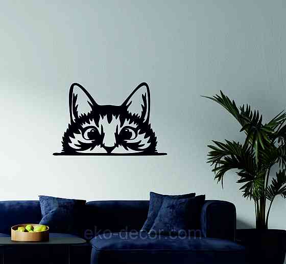 Декоративне настінне Панно «Кіт» Декор на стіну (1 шт./1 кіт) 90*58 см, Чорний Київ