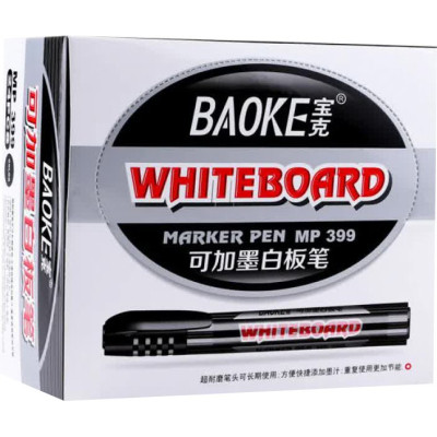 Маркер Baoke для сухостираємих дощок, 2.5 мм чорний 12 шт (MARK-BOA-BAO399B-12) Вінниця - фото 1