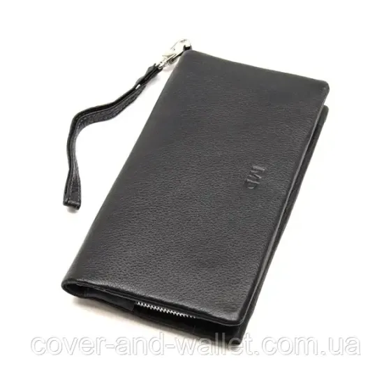 Большой кожаный мужской кошелёк клатч на магнитах и молнии MD Leather Киев