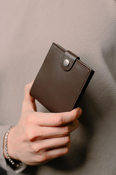 Класичний гаманець із натуральної гладкої шкіри SR001 (Коричневий) Суми - фото 2