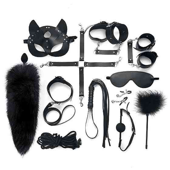 Набор BDSM Art of Sex – Maxi BDSM Set Leather, 13 предметов, черный, натуральная кожа Sex Aura Киев