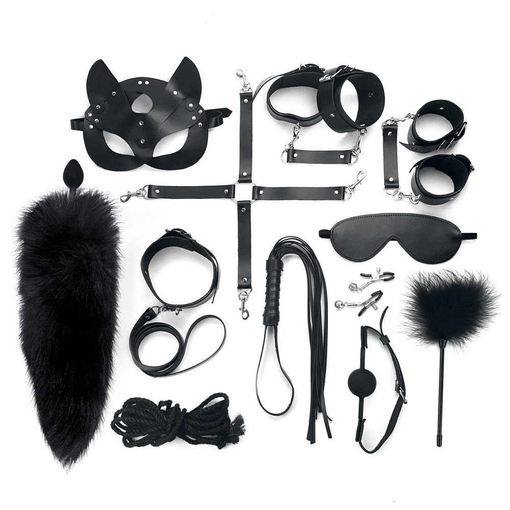 Набор BDSM Art of Sex – Maxi BDSM Set Leather, 13 предметов, черный, натуральная кожа Sex Aura Киев - изображение 1