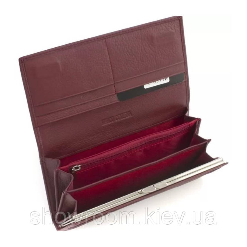 Жіночий шкіряний зручний гаманець Marco Coverna (051) бордовий Київ - фото 7