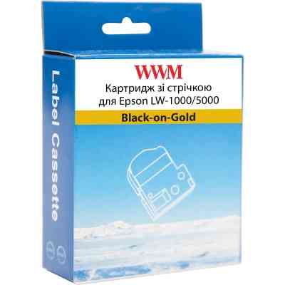 Лента для принтера этикеток WWM для Epson LW-1000/5000 36mm х 8m Black-on-Gold (WWM-SM36Z) Винница