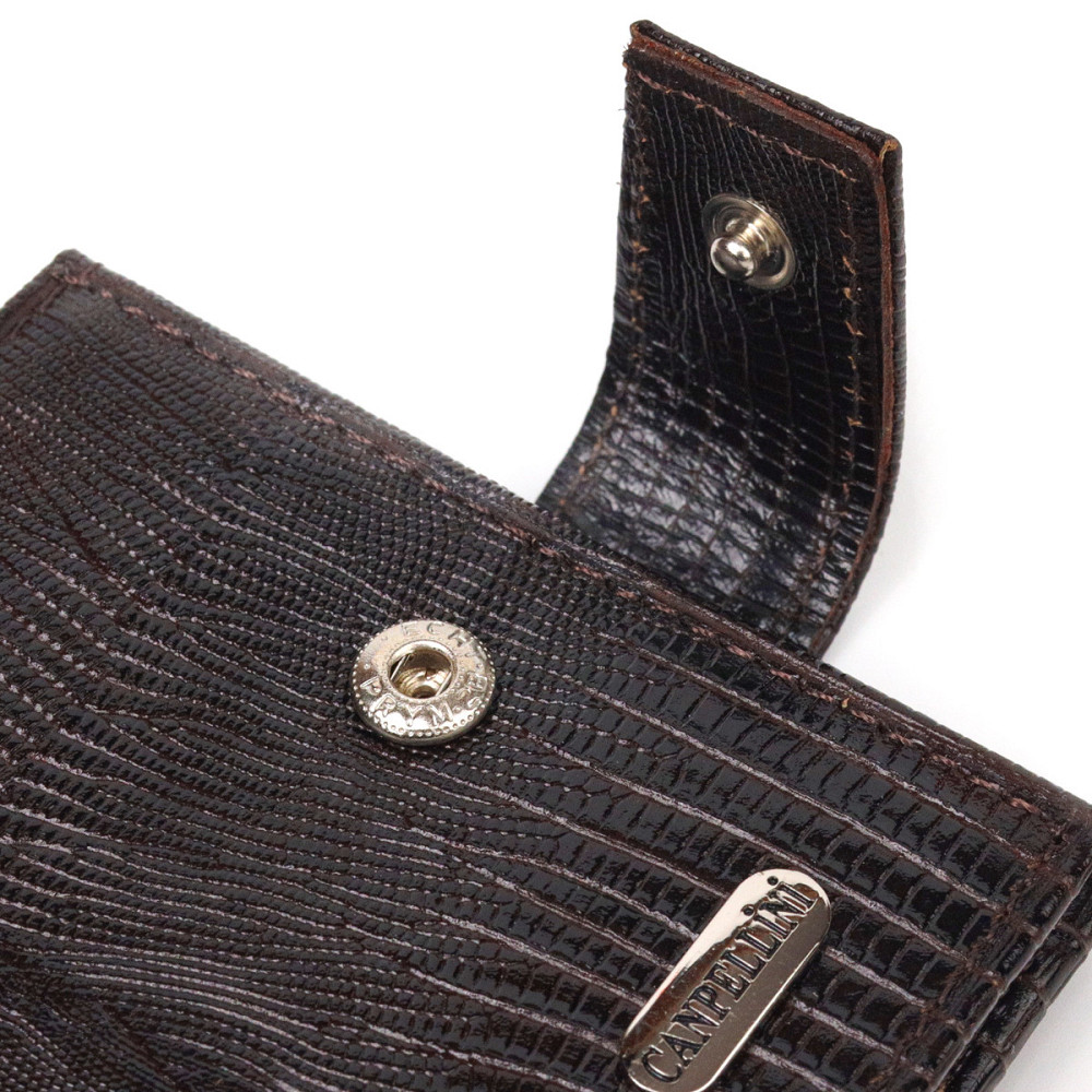 Чоловічий гаманець із натуральної фактурної шкіри Коричневий (CANPELLINI) Київ - фото 9