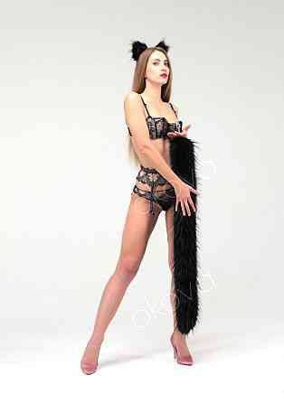 Анальный меховой хвост без пробки, Черный, OKOVA 100 см. Sex Aura Киев