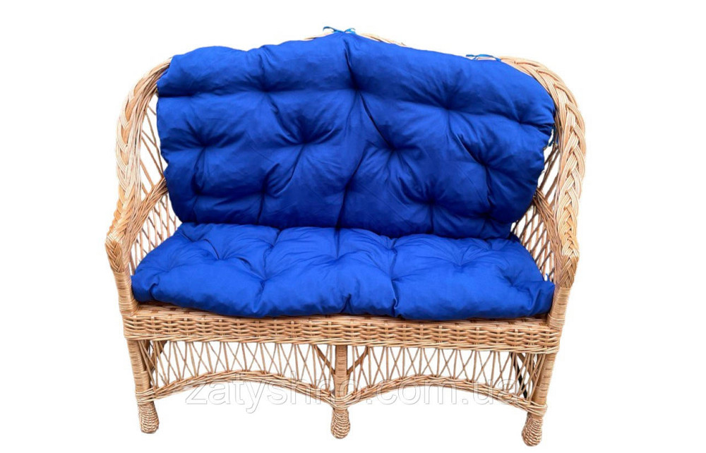 Диван плетеный из лозы с синей накидкой Киев - изображение 1