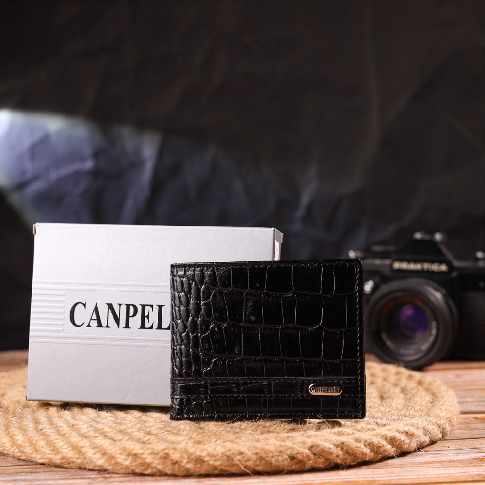 Зажим из натуральной фактурной кожи CANPELLINI 21520 Черный Киев - изображение 10