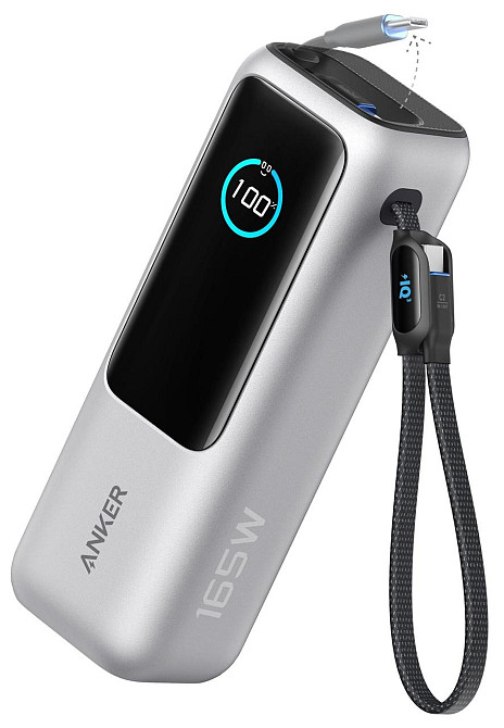 Портативний зарядний пристрій Anker 25000 mAh 165W PD Built-In Double USB-C Cables Silver (7160683) Київ - фото 8