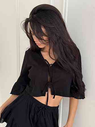 Женский комплект на завязках с шортами Черный XS-S Харьков