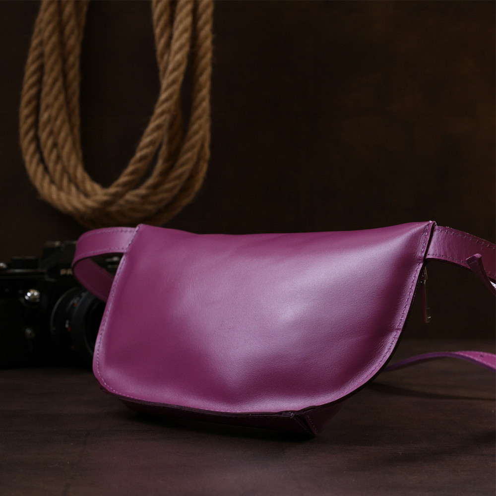 Яркая женская бананка из натуральной кожи Фиолетовый (SHVIGEL) Киев - изображение 3