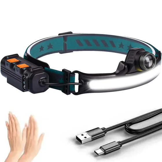 Фонарик налобный BL-W678-2-P50+COB,с зумом и USB SBR Киев