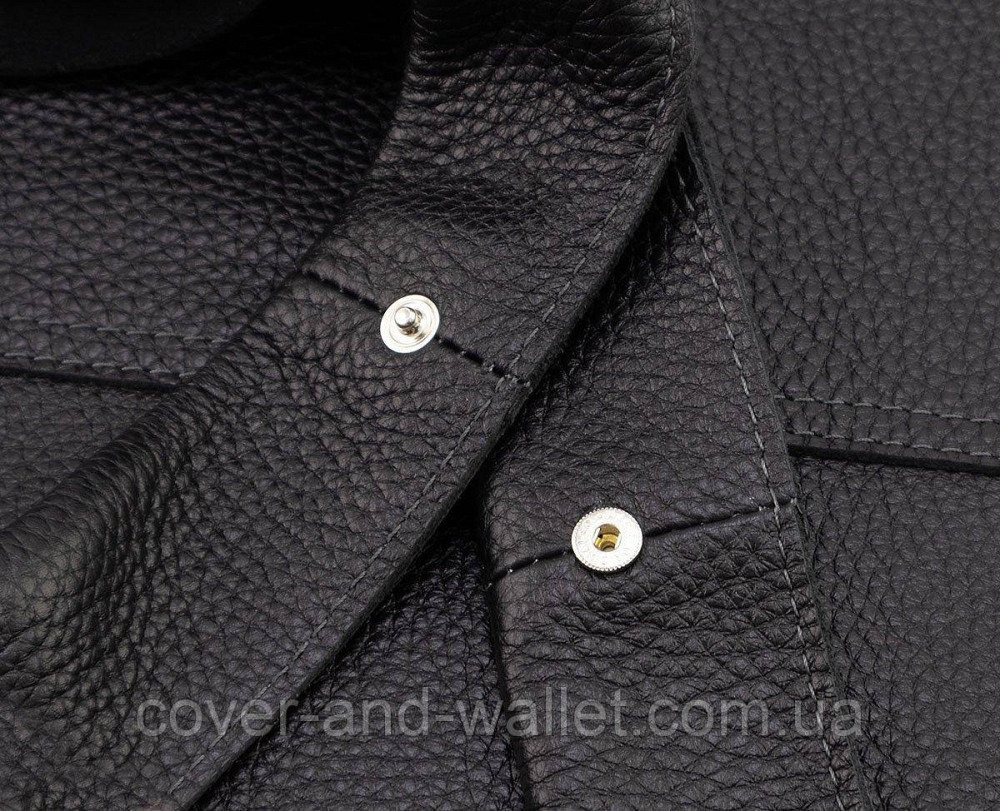 Велика жіноча сумка-шоппер із фактурної шкіри чорного кольору Grande Pelle 732710 Київ - фото 4
