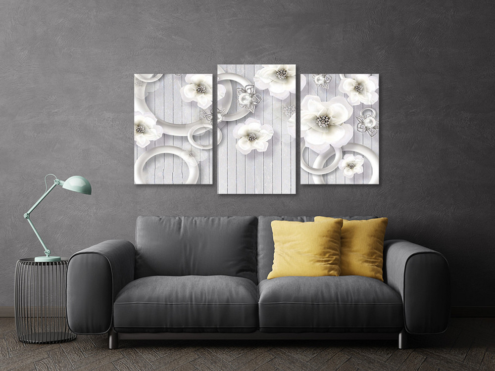 Модульная картина в гостиную / спальню  Білі квіти  Art-528_3 70x130 см Київ - фото 3
