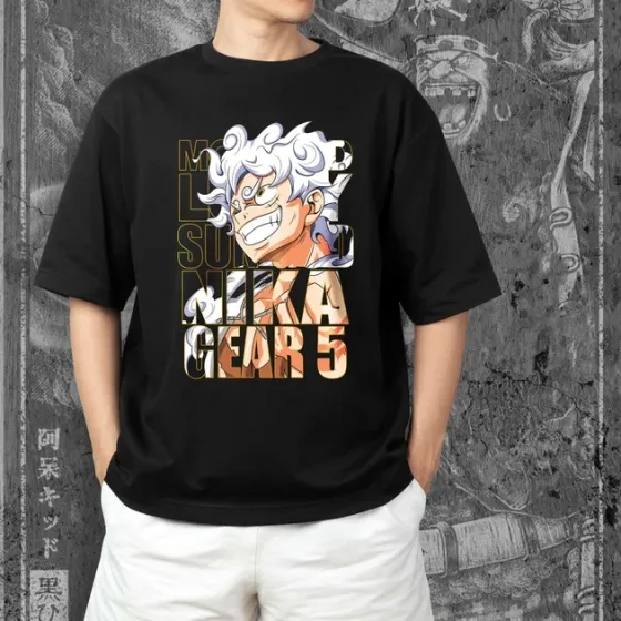 Футболка для підлітка хлопчика з принтом Ван Пис Luffy 140un God Nika Розмір 160 Anime10155 Дніпро