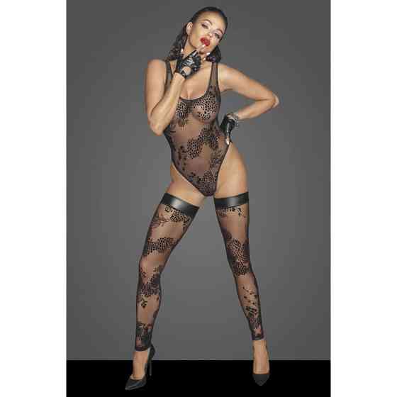 Боди с узорами M F242 Noir Handmade, полупрозрачное, черное Sex Aura Киев