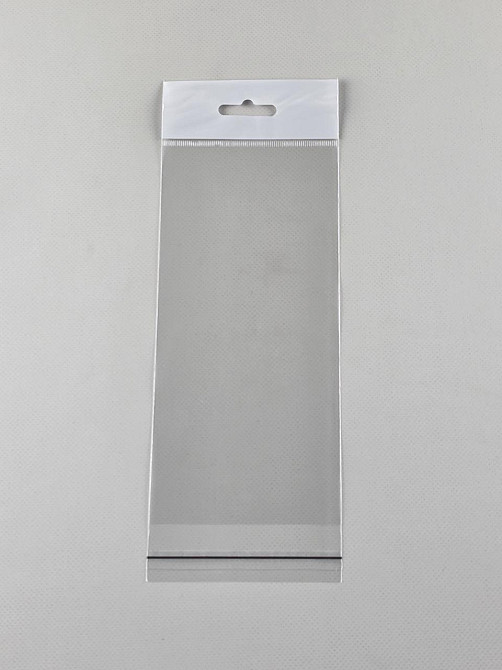 Пакеты для упаковки прозрачные с клейкой лентой и подвесом 9*19+3\25мк +скотч(+еврослот3,5) (1000 шт) Харьков - изображение 1