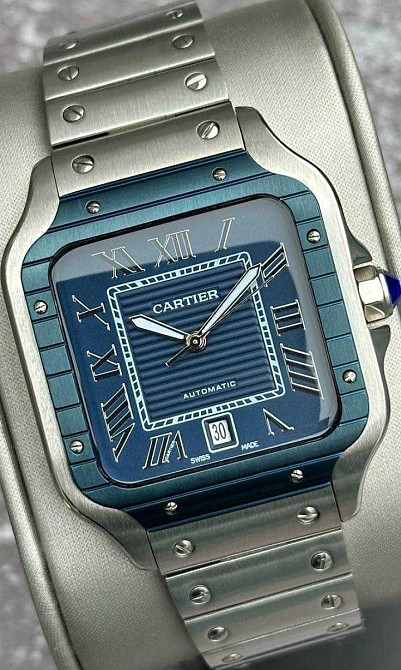 Швейцарський годинник Cartier Santos Silver-Blue Classic. Київ - фото 7