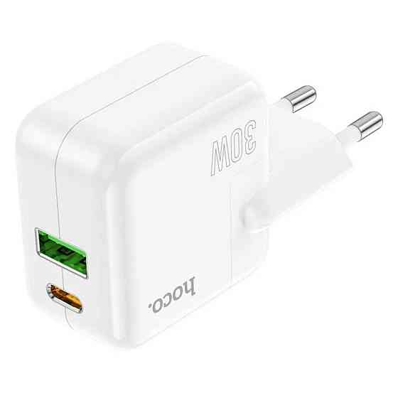 Мережевий зарядний пристрій HOCO C111A Lucky dual-port PD30W+QC3.0 charger White Киев