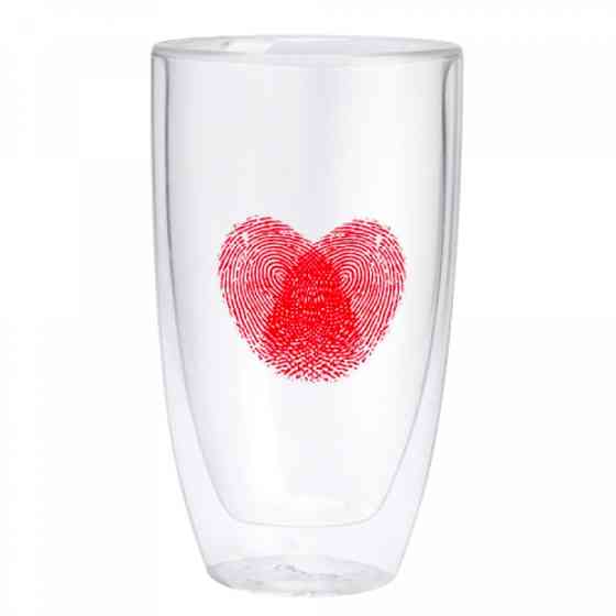 Стакан с двойными стенками стекла сердце красное 320мл Винница