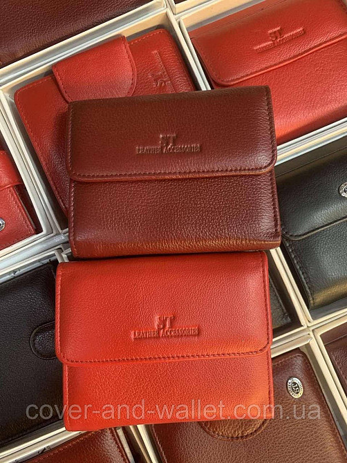 Маленький женский кожаный кошелек под карточки бордоввого цвета ST Leather 2047A Киев - изображение 10