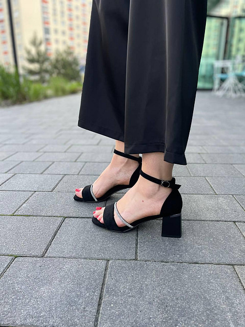 Meideli Чорні босоніжки жіночі літні на підборах молодіжні з еко-замші MEIDELI H008H-16 р. 36-4 Киев - изображение 6