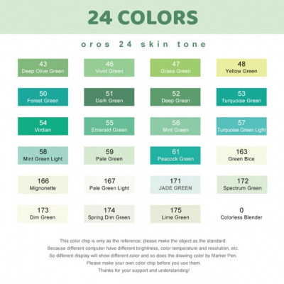 Художественный маркер Arrtx Спиртовые Oros ASM-03GN 24 цвета, зеленые оттенки (LC302512) Винница - изображение 7