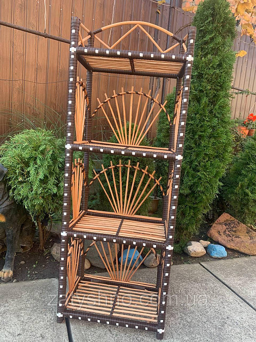 Крісло-гойдалка та етажерка, комплект плетених меблів Київ - фото 5