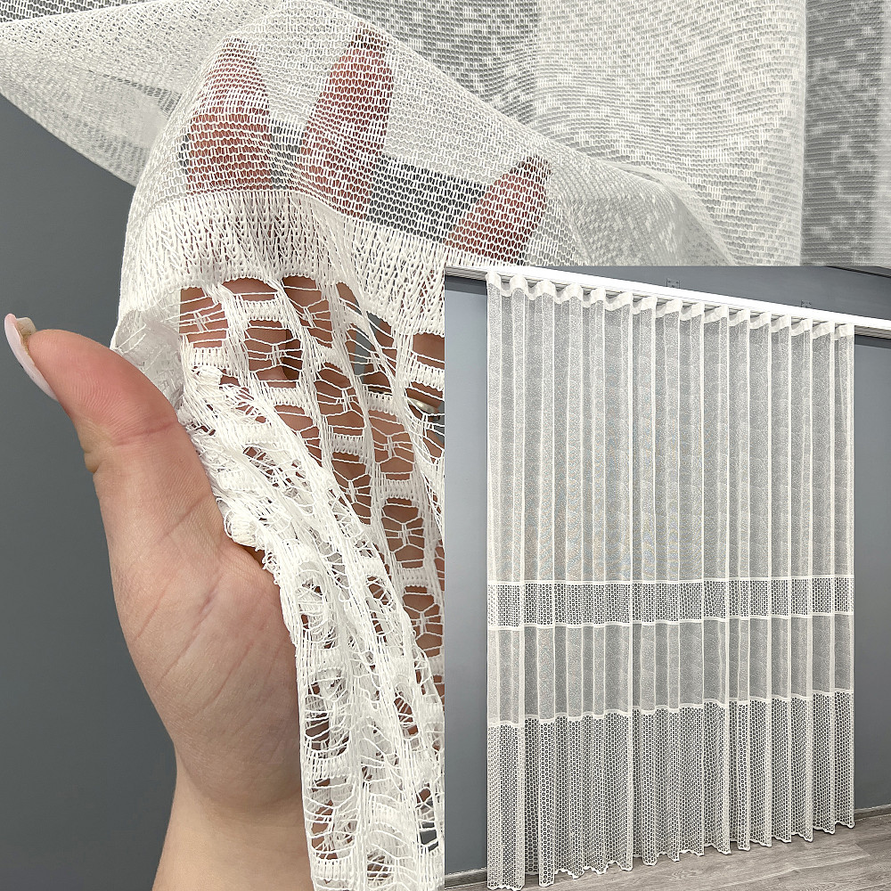 Тюль жаккард цвет молочный 2020т Киев - изображение 1