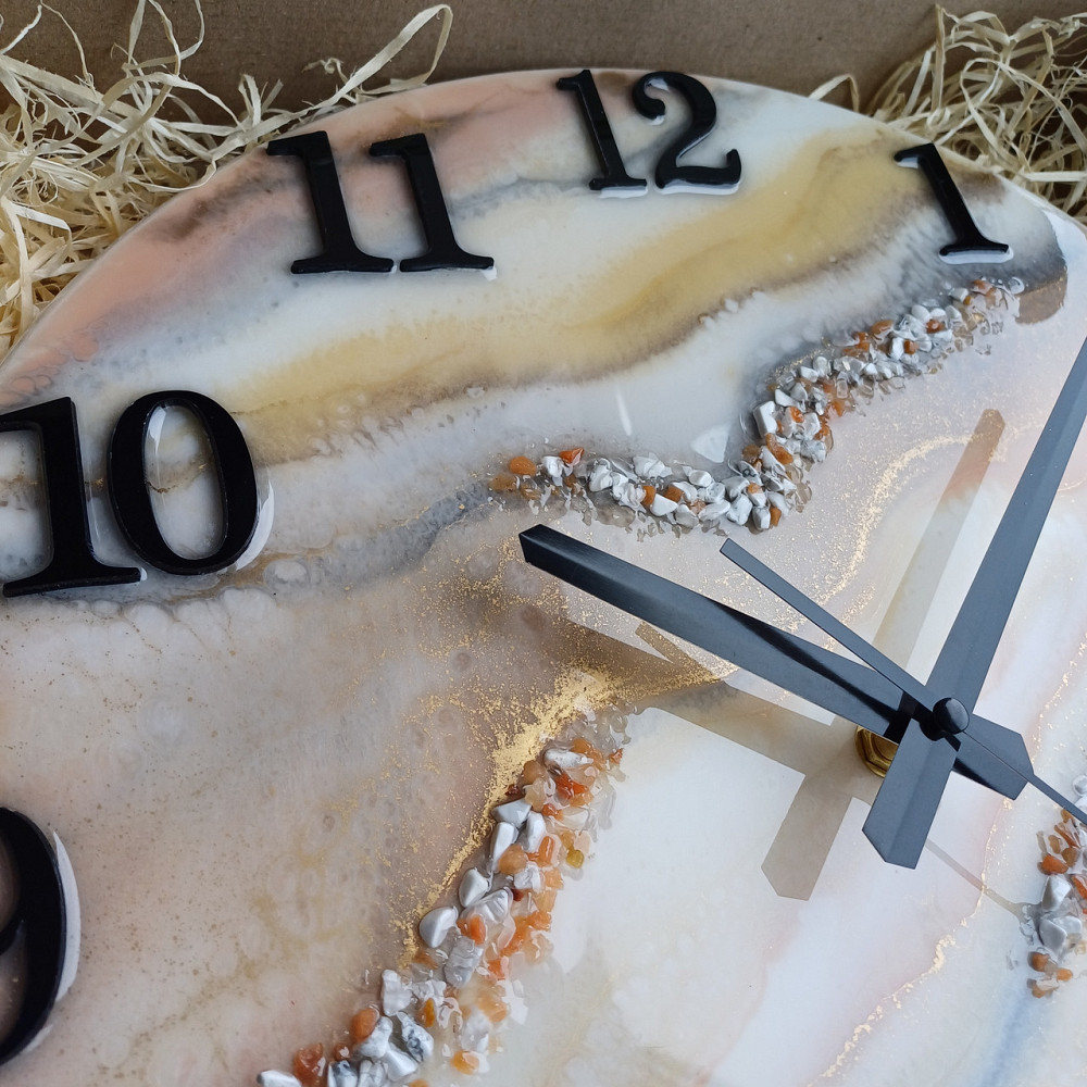 Годинник настінний 40 см з епоксидної смоли ручної роботи Дніпро - фото 4