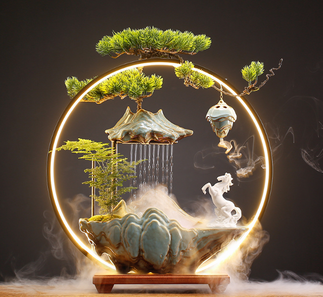 Декоративный водопад 52х50 см БОЛЬШОЙ, фонтан, увлажнитель воздуха, светильник 5в1!! ТУЧКА Кременчуг - изображение 1