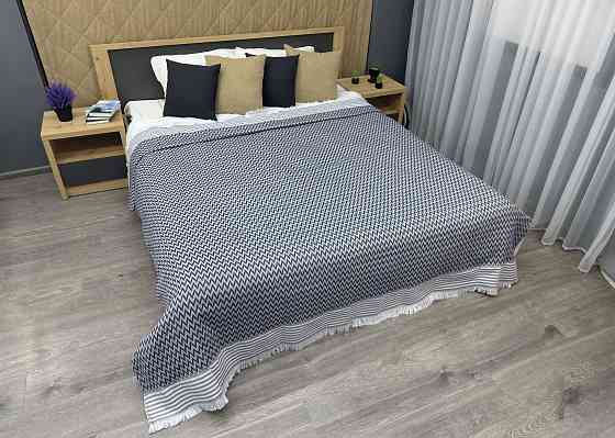 Покривало Dakota Fringe ЄВРО 200х230 см колір синій з білим (85-194) Київ