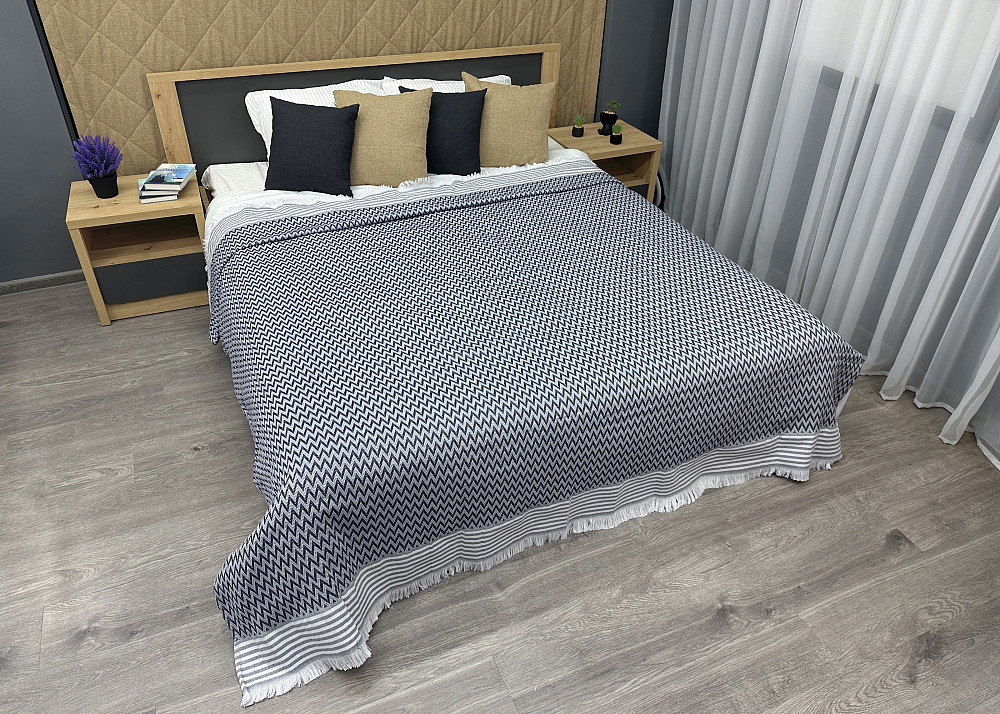 Покривало Dakota Fringe ЄВРО 200х230 см колір синій з білим (85-194) Київ - фото 3