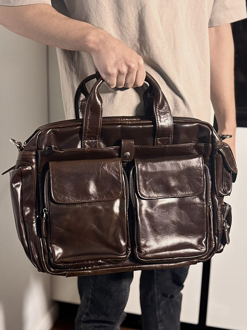 Сумка мужская коричневая (Vintage) Киев - изображение 14