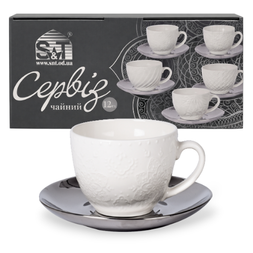 Сервіз чайний Silver Asoka 12 предметів (ч.250мл + блюдце d15см) 04-001-006 S&T
    
    
            Сервіз чайний " Silver Asoka " 12е Житомир - изображение 1