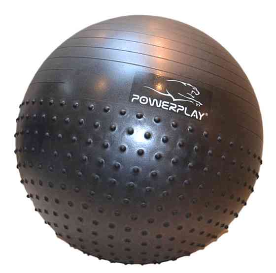М'яч для фітнесу (фітбол) напівмасажний PowerPlay 4003 Ø75 cm Gymball  Темно-сірий + помпа Кам'янське