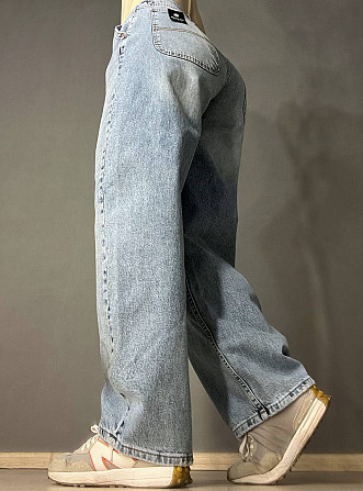 Джинси жіночі Mikaletta 9505 SKATER BALON jeans широкий крій банани косі кишені блакитні, блакитний, Одеса - фото 9