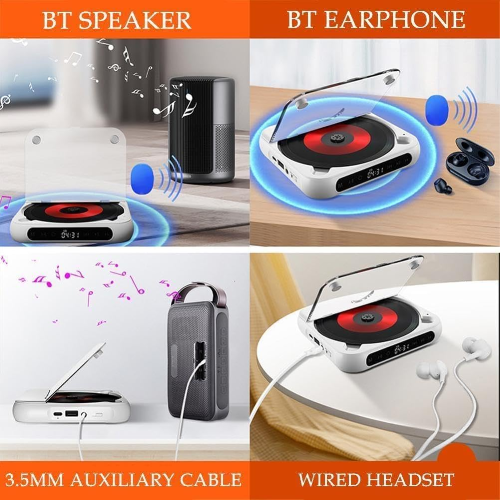 Портативний CD-плеєр Bluetooth-колонка Lyutiore KC918 акумуляторний з FM-радіо та пультом ДУ настінний дисплей Київ - фото 7