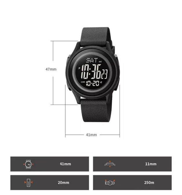 Чоловічий спортивний наручний годинник Skmei 1893 (Чорний з чорним циферблатом) Вінниця - фото 7