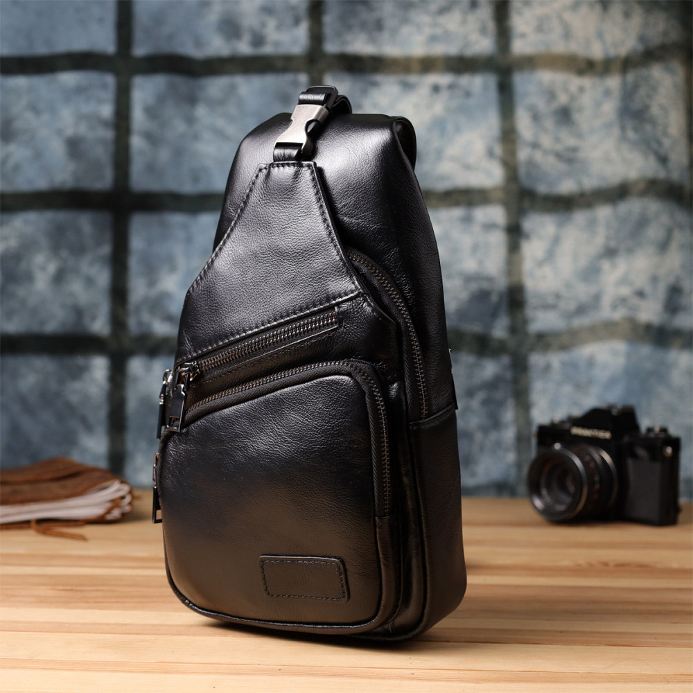 Мужская сумка через плечо из натуральной кожи Vintage 23048 Черный Киев - изображение 9