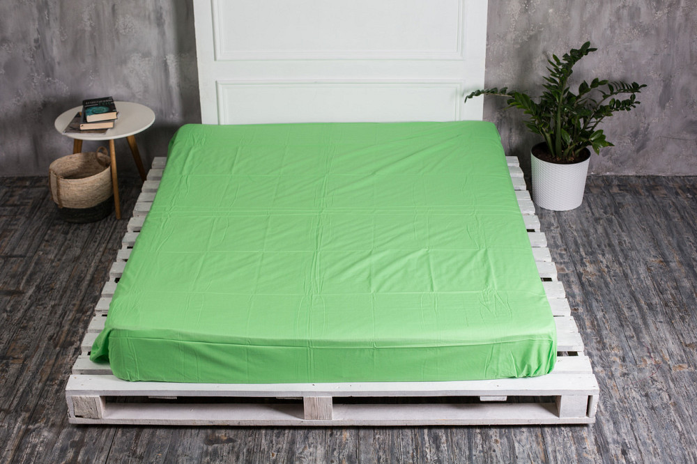 Ecotton Простирадло на резинці Ecotton 200х200 см однотонне яскраве зелене Коломия - фото 1