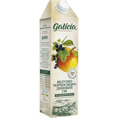 Сік Galicia Яблучно-чорносмородиновий прямого віджиму неосвітлений 1 л (4820209560343) Вінниця