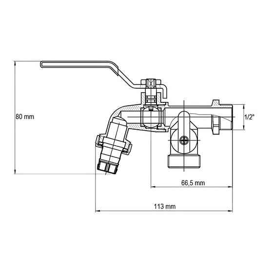 Кран поливу з додатковим виходом KOER KR.248 - 1/2" (KR3071) Київ
