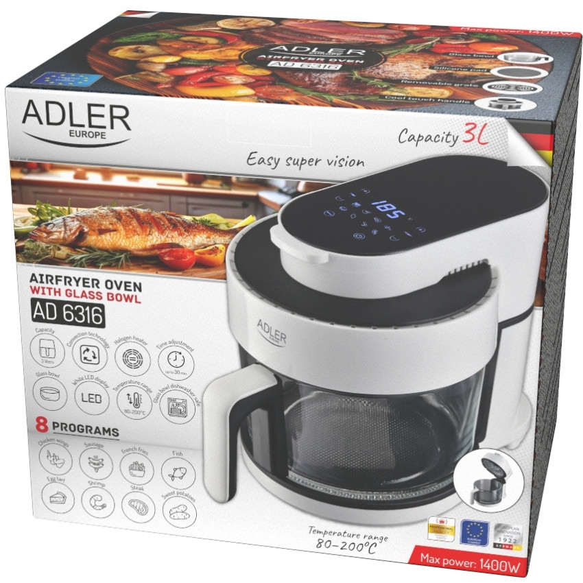 Мультипіч Adler AD 6316 1400Вт/чаша 3л/програм:8/сенсорне керування/таймер/біла Вінниця - фото 10