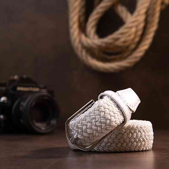 Текстильный женский ремень классика Vintage 20545 Белый Киев